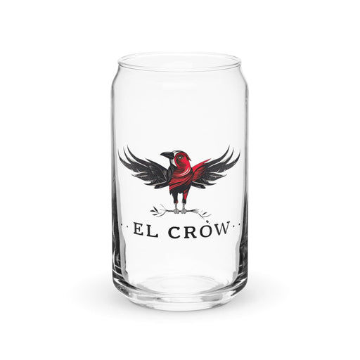 El Crow Exclusive Art Piece Can-Shaped Glass Home Office Work Mexican Spanish Pride Gift Cup One-Of-A-Kind Calligraphy Glass | E17 Mexicada 16 oz