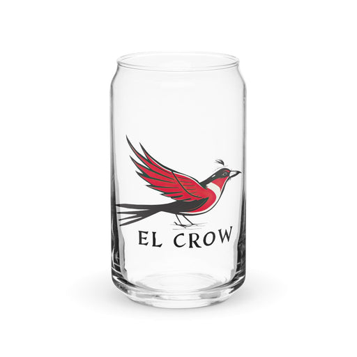 El Crow Exclusive Art Piece Can-Shaped Glass Home Office Work Mexican Spanish Pride Gift Cup One-Of-A-Kind Calligraphy Glass | E19 Mexicada 16 oz