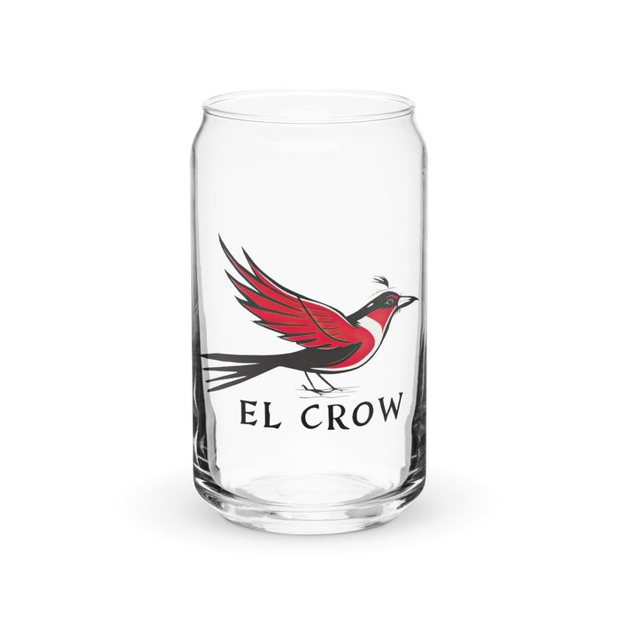 El Crow Exclusive Art Piece Can-Shaped Glass Home Office Work Mexican Spanish Pride Gift Cup One-Of-A-Kind Calligraphy Glass | E19 Mexicada 16 oz