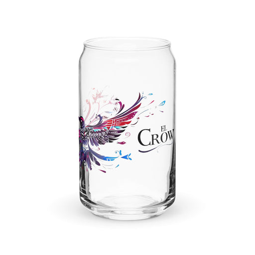 El Crow Exclusive Art Piece Can-Shaped Glass Home Office Work Mexican Spanish Pride Gift Cup One-Of-A-Kind Calligraphy Glass | E23 Mexicada 16 oz