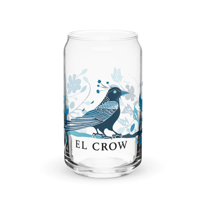 El Crow Exclusive Art Piece Can-Shaped Glass Home Office Work Mexican Spanish Pride Gift Cup One-Of-A-Kind Calligraphy Glass | E27 Mexicada 16 oz