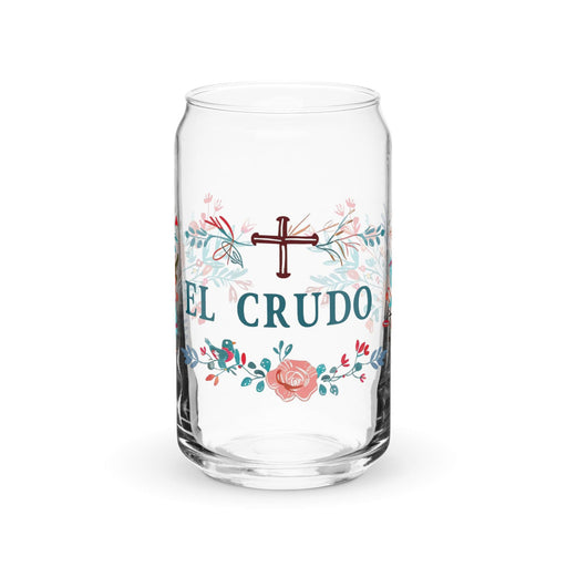 El Crudo Exclusive Art Piece Can-Shaped Glass Home Office Work Mexican Spanish Pride Gift Cup One-Of-A-Kind Calligraphy Glass | E9 Mexicada 16 oz