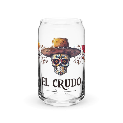 El Crudo Exclusive Art Piece Can-Shaped Glass Home Office Work Mexican Spanish Pride Gift Cup One-Of-A-Kind Calligraphy Glass | E10 Mexicada 16 oz