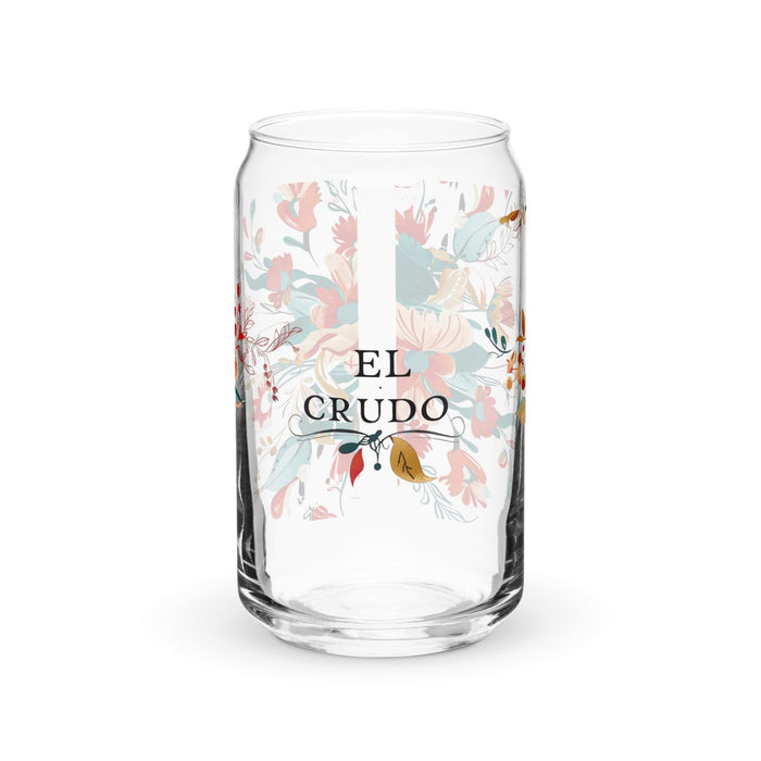 El Crudo Exclusive Art Piece Can-Shaped Glass Home Office Work Mexican Spanish Pride Gift Cup One-Of-A-Kind Calligraphy Glass | E12 Mexicada 16 oz