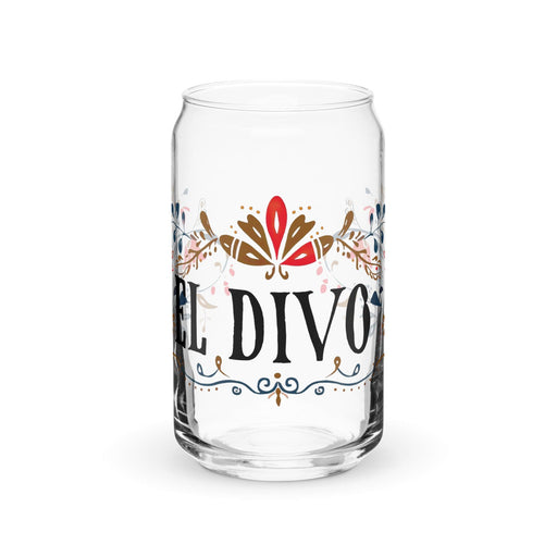 El Divo Exclusive Art Piece Can-Shaped Glass Home Office Work Mexican Spanish Pride Gift Cup One-Of-A-Kind Calligraphy Glass | E1 Mexicada 16 oz