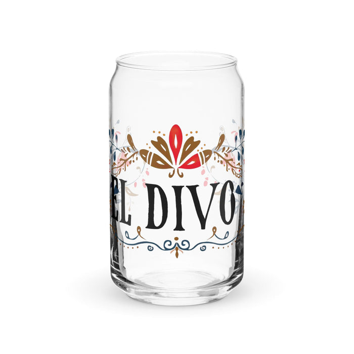 El Divo Exclusive Art Piece Can-Shaped Glass Home Office Work Mexican Spanish Pride Gift Cup One-Of-A-Kind Calligraphy Glass | E1 Mexicada 16 oz