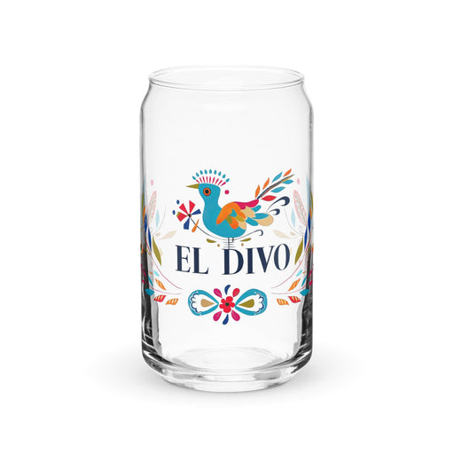 El Divo Exclusive Art Piece Can-Shaped Glass Home Office Work Mexican Spanish Pride Gift Cup One-Of-A-Kind Calligraphy Glass | E7 Mexicada 16 oz