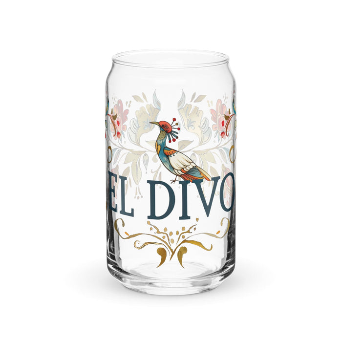 El Divo Exclusive Art Piece Can-Shaped Glass Home Office Work Mexican Spanish Pride Gift Cup One-Of-A-Kind Calligraphy Glass | E10 Mexicada 16 oz