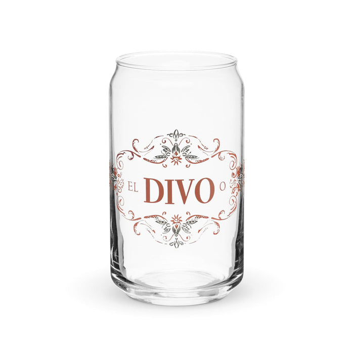 El Divo Exclusive Art Piece Can-Shaped Glass Home Office Work Mexican Spanish Pride Gift Cup One-Of-A-Kind Calligraphy Glass | E12 Mexicada 16 oz