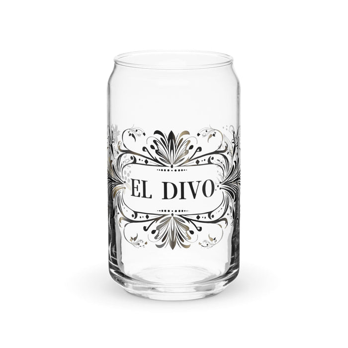 El Divo Exclusive Art Piece Can-Shaped Glass Home Office Work Mexican Spanish Pride Gift Cup One-Of-A-Kind Calligraphy Glass | E15 Mexicada 16 oz