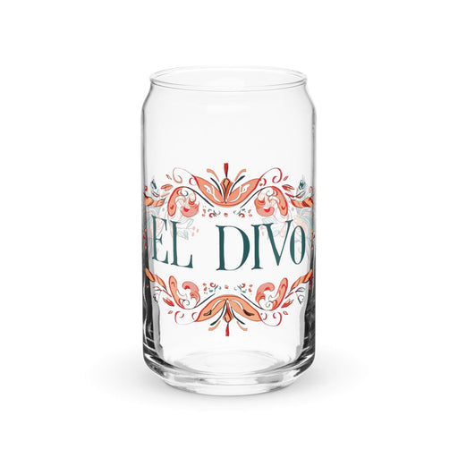 El Divo Exclusive Art Piece Can-Shaped Glass Home Office Work Mexican Spanish Pride Gift Cup One-Of-A-Kind Calligraphy Glass | E16 Mexicada 16 oz