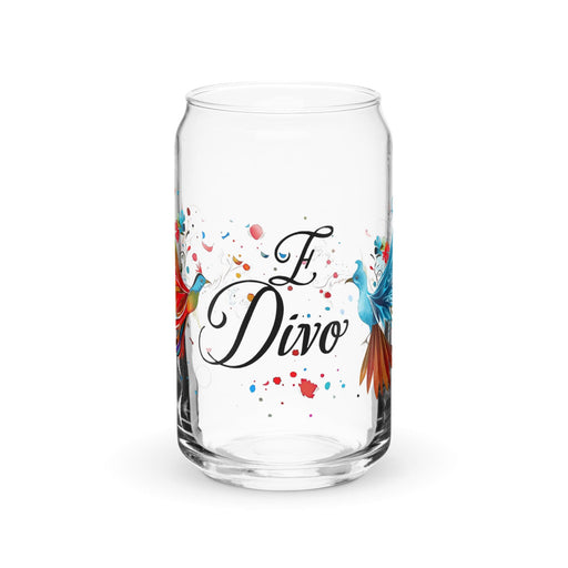 El Divo Exclusive Art Piece Can-Shaped Glass Home Office Work Mexican Spanish Pride Gift Cup One-Of-A-Kind Calligraphy Glass | E17 Mexicada 16 oz