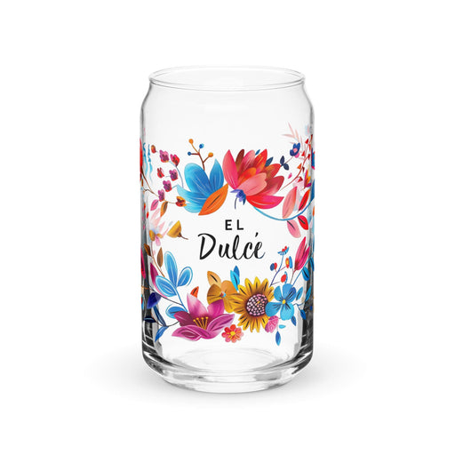 El Dulce Exclusive Art Piece Can-Shaped Glass Home Office Work Mexican Spanish Pride Gift Cup One-Of-A-Kind Calligraphy Glass | E1 Mexicada 16 oz