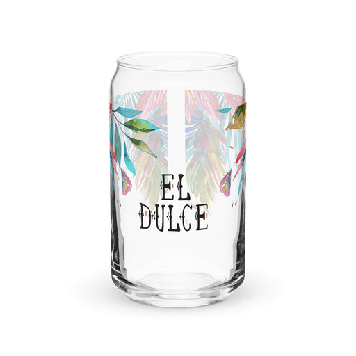 El Dulce Exclusive Art Piece Can-Shaped Glass Home Office Work Mexican Spanish Pride Gift Cup One-Of-A-Kind Calligraphy Glass | E3 Mexicada 16 oz