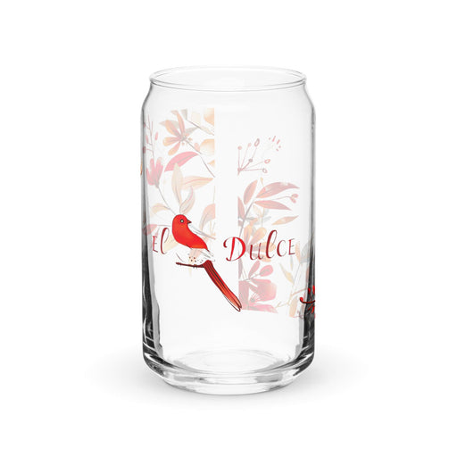 El Dulce Exclusive Art Piece Can-Shaped Glass Home Office Work Mexican Spanish Pride Gift Cup One-Of-A-Kind Calligraphy Glass | E8 Mexicada 16 oz