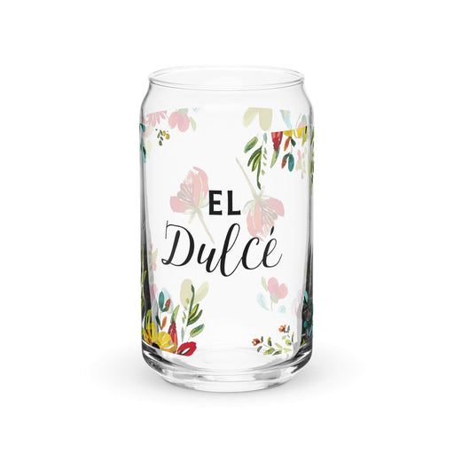 El Dulce Exclusive Art Piece Can-Shaped Glass Home Office Work Mexican Spanish Pride Gift Cup One-Of-A-Kind Calligraphy Glass | E9 Mexicada 16 oz