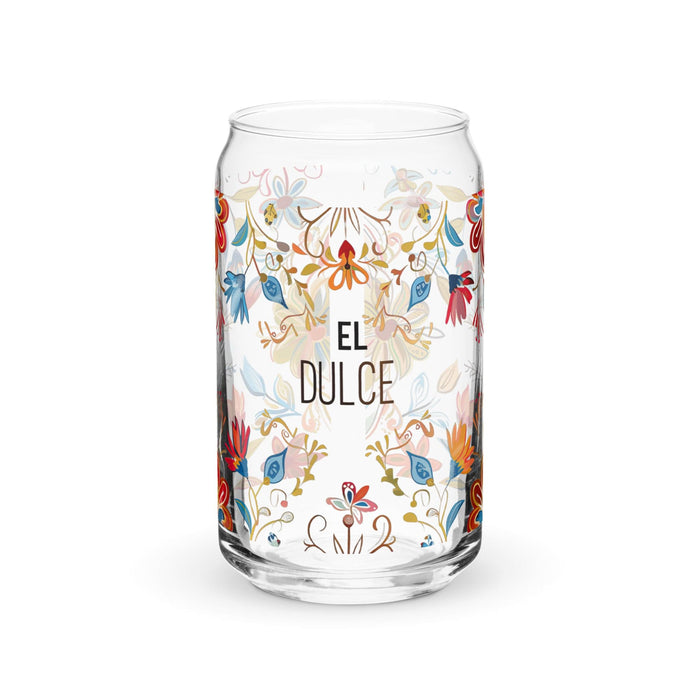 El Dulce Exclusive Art Piece Can-Shaped Glass Home Office Work Mexican Spanish Pride Gift Cup One-Of-A-Kind Calligraphy Glass | E10 Mexicada 16 oz