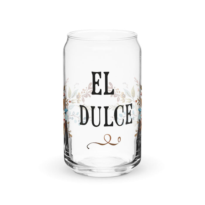 El Dulce Exclusive Art Piece Can-Shaped Glass Home Office Work Mexican Spanish Pride Gift Cup One-Of-A-Kind Calligraphy Glass | E11 Mexicada 16 oz