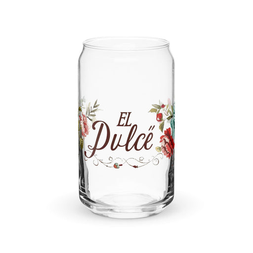 El Dulce Exclusive Art Piece Can-Shaped Glass Home Office Work Mexican Spanish Pride Gift Cup One-Of-A-Kind Calligraphy Glass | E13 Mexicada 16 oz