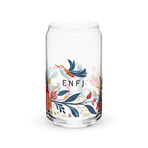 El Enfj Exclusive Art Piece Can-Shaped Glass Home Office Work Mexican Spanish Pride Gift Cup One-Of-A-Kind Calligraphy Glass | E5 Mexicada 16 oz