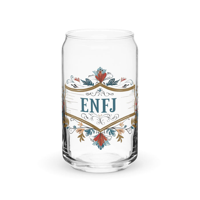 El Enfj Exclusive Art Piece Can-Shaped Glass Home Office Work Mexican Spanish Pride Gift Cup One-Of-A-Kind Calligraphy Glass | E12 Mexicada 16 oz