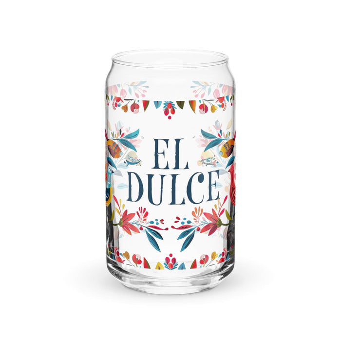 El Dulce Exclusive Art Piece Can-Shaped Glass Home Office Work Mexican Spanish Pride Gift Cup One-Of-A-Kind Calligraphy Glass | E5 Mexicada 16 oz