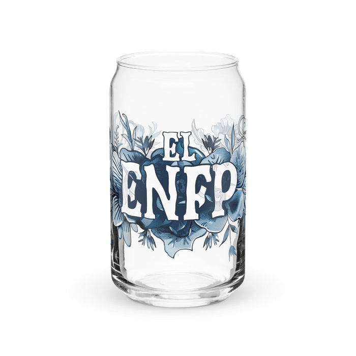 El Enfp Exclusive Art Piece Can-Shaped Glass Home Office Work Mexican Spanish Pride Gift Cup One-Of-A-Kind Calligraphy Glass | E1 Mexicada 16 oz