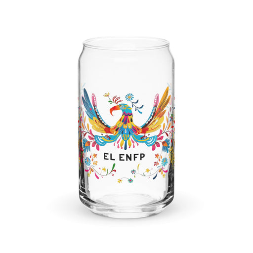 El Enfp Exclusive Art Piece Can-Shaped Glass Home Office Work Mexican Spanish Pride Gift Cup One-Of-A-Kind Calligraphy Glass | E7 Mexicada 16 oz