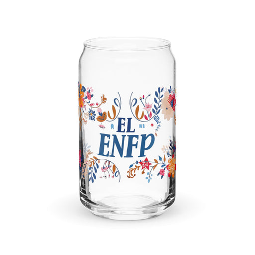 El Enfp Exclusive Art Piece Can-Shaped Glass Home Office Work Mexican Spanish Pride Gift Cup One-Of-A-Kind Calligraphy Glass | E10 Mexicada 16 oz