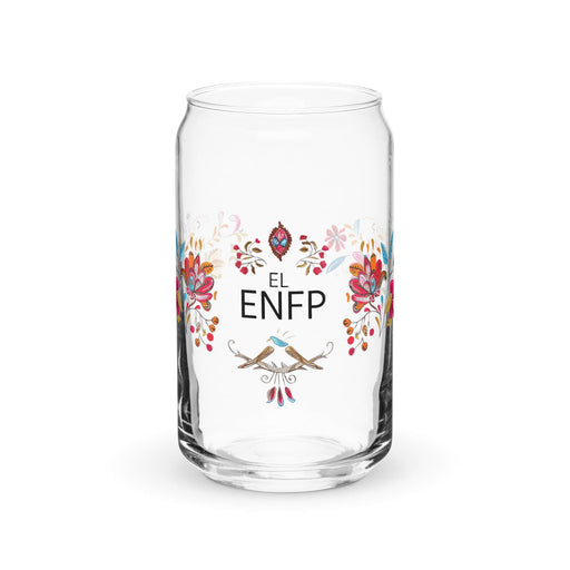 El Enfp Exclusive Art Piece Can-Shaped Glass Home Office Work Mexican Spanish Pride Gift Cup One-Of-A-Kind Calligraphy Glass | E12 Mexicada 16 oz