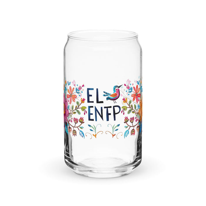 El Enfp Exclusive Art Piece Can-Shaped Glass Home Office Work Mexican Spanish Pride Gift Cup One-Of-A-Kind Calligraphy Glass | E13 Mexicada 16 oz