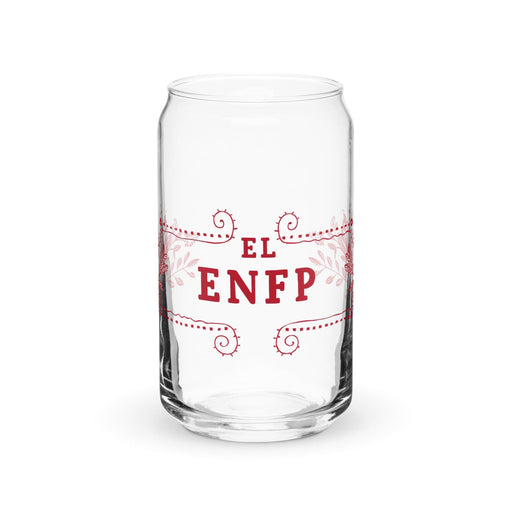 El Enfp Exclusive Art Piece Can-Shaped Glass Home Office Work Mexican Spanish Pride Gift Cup One-Of-A-Kind Calligraphy Glass | E14 Mexicada 16 oz