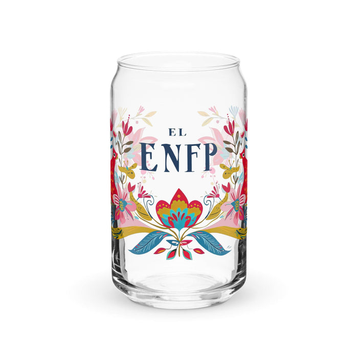 El Enfp Exclusive Art Piece Can-Shaped Glass Home Office Work Mexican Spanish Pride Gift Cup One-Of-A-Kind Calligraphy Glass | E15 Mexicada 16 oz