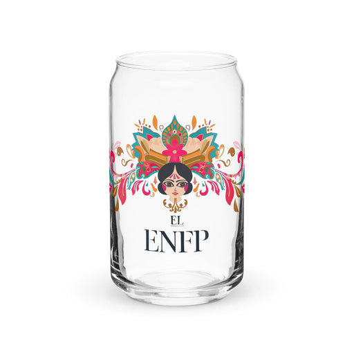 El Enfp Exclusive Art Piece Can-Shaped Glass Home Office Work Mexican Spanish Pride Gift Cup One-Of-A-Kind Calligraphy Glass | E17 Mexicada 16 oz