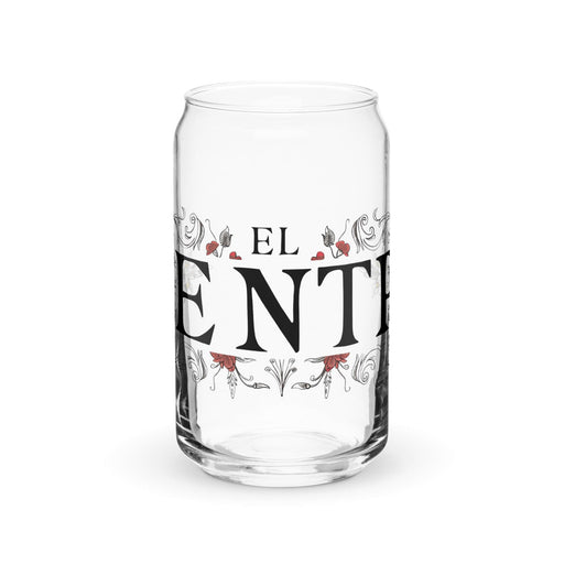 El Entp Exclusive Art Piece Can-Shaped Glass Home Office Work Mexican Spanish Pride Gift Cup One-Of-A-Kind Calligraphy Glass | E2 Mexicada 16 oz