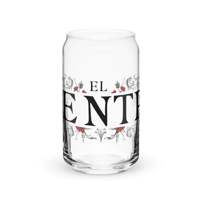 El Entp Exclusive Art Piece Can-Shaped Glass Home Office Work Mexican Spanish Pride Gift Cup One-Of-A-Kind Calligraphy Glass | E2 Mexicada 16 oz