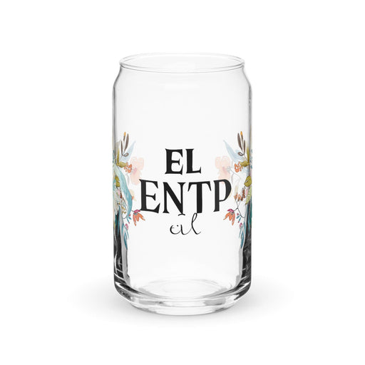 El Entp Exclusive Art Piece Can-Shaped Glass Home Office Work Mexican Spanish Pride Gift Cup One-Of-A-Kind Calligraphy Glass | E3 Mexicada 16 oz