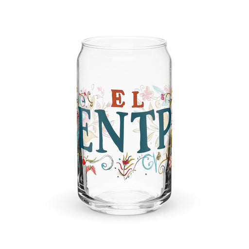 El Entp Exclusive Art Piece Can-Shaped Glass Home Office Work Mexican Spanish Pride Gift Cup One-Of-A-Kind Calligraphy Glass | E6 Mexicada 16 oz