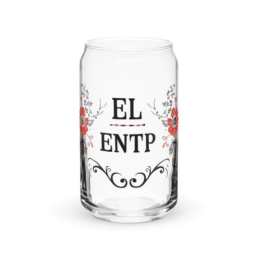 El Entp Exclusive Art Piece Can-Shaped Glass Home Office Work Mexican Spanish Pride Gift Cup One-Of-A-Kind Calligraphy Glass | E9 Mexicada 16 oz