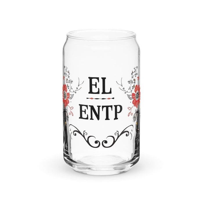 El Entp Exclusive Art Piece Can-Shaped Glass Home Office Work Mexican Spanish Pride Gift Cup One-Of-A-Kind Calligraphy Glass | E9 Mexicada 16 oz