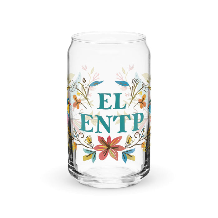 El Entp Exclusive Art Piece Can-Shaped Glass Home Office Work Mexican Spanish Pride Gift Cup One-Of-A-Kind Calligraphy Glass | E13 Mexicada 16 oz