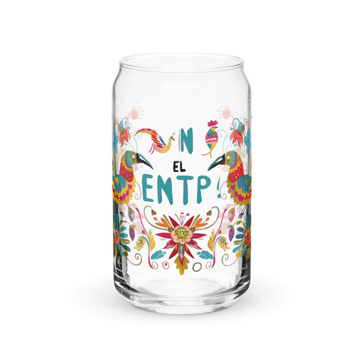 El Entp Exclusive Art Piece Can-Shaped Glass Home Office Work Mexican Spanish Pride Gift Cup One-Of-A-Kind Calligraphy Glass | E18 Mexicada 16 oz