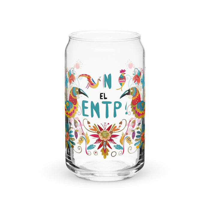 El Entp Exclusive Art Piece Can-Shaped Glass Home Office Work Mexican Spanish Pride Gift Cup One-Of-A-Kind Calligraphy Glass | E18 Mexicada 16 oz