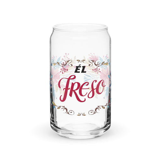 El Freso Exclusive Art Piece Can-Shaped Glass Home Office Work Mexican Spanish Pride Gift Cup One-Of-A-Kind Calligraphy Glass | E1 Mexicada 16 oz