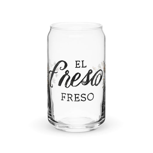 El Freso Exclusive Art Piece Can-Shaped Glass Home Office Work Mexican Spanish Pride Gift Cup One-Of-A-Kind Calligraphy Glass | E5 Mexicada 16 oz