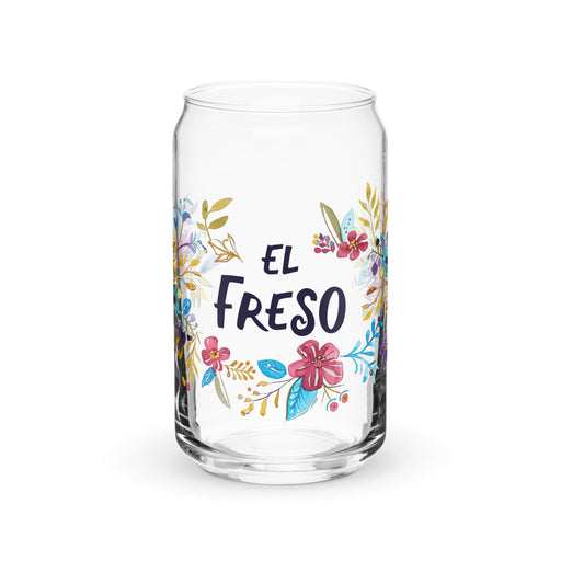 El Freso Exclusive Art Piece Can-Shaped Glass Home Office Work Mexican Spanish Pride Gift Cup One-Of-A-Kind Calligraphy Glass | E10 Mexicada 16 oz