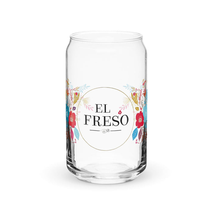 El Freso Exclusive Art Piece Can-Shaped Glass Home Office Work Mexican Spanish Pride Gift Cup One-Of-A-Kind Calligraphy Glass | E14 Mexicada 16 oz