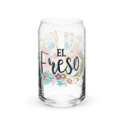 El Freso Exclusive Art Piece Can-Shaped Glass Home Office Work Mexican Spanish Pride Gift Cup One-Of-A-Kind Calligraphy Glass | E18 Mexicada 16 oz