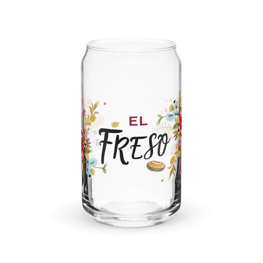 El Freso Exclusive Art Piece Can-Shaped Glass Home Office Work Mexican Spanish Pride Gift Cup One-Of-A-Kind Calligraphy Glass | E19 Mexicada 16 oz