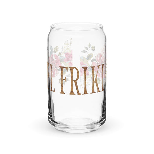 El Friki Exclusive Art Piece Can-Shaped Glass Home Office Work Mexican Spanish Pride Gift Cup One-Of-A-Kind Calligraphy Glass | E4 Mexicada 16 oz